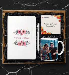 Kişiye Özel Beyaz Defter Kalem Kupa Set