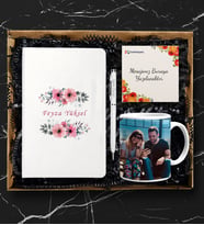 Kişiye Özel Beyaz Defter Kalem Kupa Set