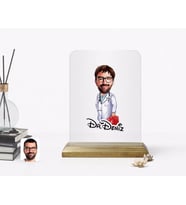 BK Gift Kişiye Özel Erkek Acil Tıp Teknisyeni Karikatürlü Ahşap Standlı Çerçeve (Beyaz)
