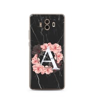 Mermer Çiçekli Harf Tasarım Süper Şeffaf Silikon Telefon Kılıfı Huawei Mate 10 P