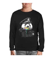Police Panda Siyah Çocuk Sweatshirt