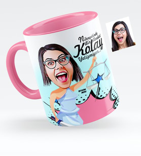 BK Gift Kişiye Özel Bayan Avukat Karikatürlü Pembe Kupa Bardak  1