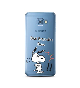 Snoopy Tasarımlı Süper Şeffaf Silikon Telefon Kılıfı Samsung C5 Pro  