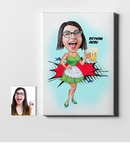 BK Gift Kişiye Özel Bar Maid Karikatür Kanvas Tablo 50x70cm 1