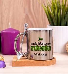 Metalurji ve Malzeme Mühendisi Ahşap Altlıklı Silver Kupa Bardak