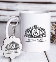 BK Gift Kişiye Özel İsimli Beyaz Kupa ve Anahtarlık Hediye Seti-13 (Model 1)
