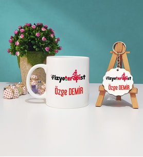 Fizyoterapist Kupa Bardak ve Ahşap Anahtarlık Seti