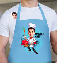 BK Gift Kişiye Özel Bay Chef Karikatür Mavi Mutfak Önlüğü  1