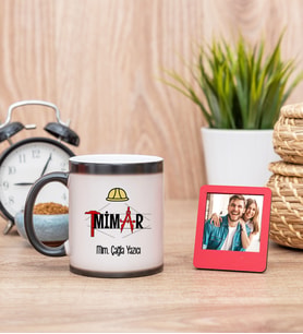 Mimar Sihirli  Kupa Bardak ve Kırmızı Mini Çerçeve