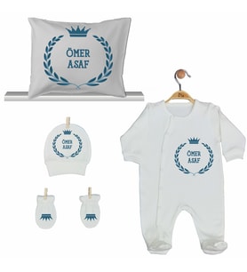 Pia Baby GL 2008 İsme Özel Taçlı Yastık Tulum Set