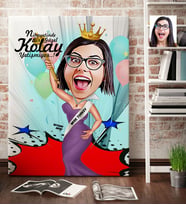 BK Gift Kişiye Özel Bayan Güzellik Kraliçesi Karikatür Kanvas Tablo 70x100cm 1