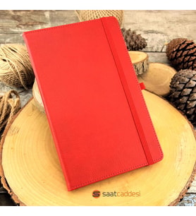 Termo Deri Kırmızı Defter + Metal Roller Kalem Hediyeli