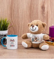 Sevgililer Günü Hediyesi Mavi Kupa Bardak ve Peluş Ayıcık