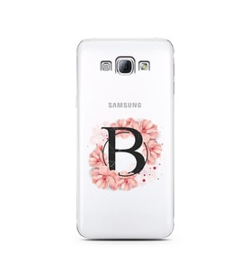 Pembe Çiçekli Harf Tasarım Süper Şeffaf Silikon Telefon Kılıfı Samsung A8 (2015)