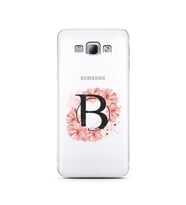 Pembe Çiçekli Harf Tasarım Süper Şeffaf Silikon Telefon Kılıfı Samsung A8 (2015)