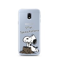 Snoopy Tasarımlı Süper Şeffaf Silikon Telefon Kılıfı Samsung J3 Pro