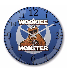 Wookiee Monster Kurabiye Canavarı  Duvar Saati Bombeli Gercek Cam