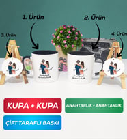 İkili Siyah Siyah Sevgiliye Hediye Bir Ömür Sevgililer Günü Hediyesi Kupa Bardak Anahtarlık Hediye Seti