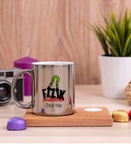 Fizik Mühendisi Ahşap Altlıklı Mumlu Silver Kupa Bardak