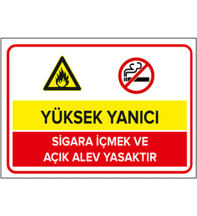 MIGNATIS - Yüksek Yanıcı S*gara İçilmez Açık Alev Yasaktır Levhası - Sac Malzeme 50x70cm
