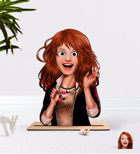 BK Gift Kişiye Özel Kadın Animasyon Karikatürlü Ahşap Biblo-20 (Beyaz)