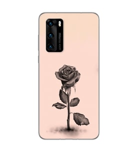 Gül Tasarımlı Süper Şeffaf Silikon Telefon Kılıfı Huawei P40
