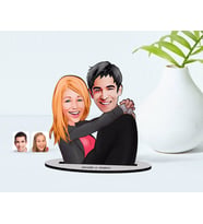 BK Gift Kişiye Özel Sevgililer Karikatürlü Ahşap Biblo Model-88 (Beyaz)