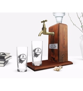 BK Gift Kişiye Özel Renkli Baskılı İsimli İkili Rakı Bardağı ve Ahşap Rakı Standı Hediye Seti-114 (Model 1)