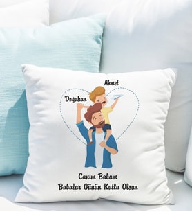 Babalar Günü Yastığı Kişiye Özel (Baba-Oğul)