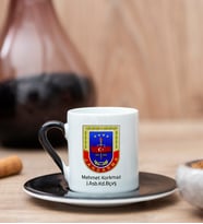 Jandarma Amblemli Siyah Türk Kahvesi Fincanı