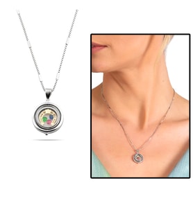 Multicolor Zirkon Taşlı Oval Tasarım At Nalı Detaylı 925 Ayar Gümüş Kadın Şans Kolyesi