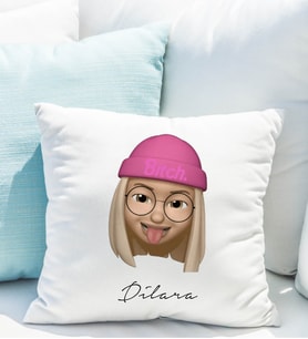 Emoji Kız Stiker Yastığı Kişiye Özel