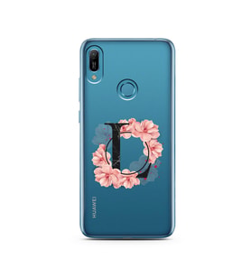 Pembe Çiçekli Harf Tasarım Süper Şeffaf Silikon Telefon Kılıfı Huawei Honor 7C- 