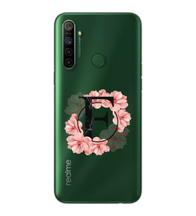 Pembe Çiçekli Harf Tasarım Süper Şeffaf Silikon Telefon Kılıfı Oppo Realmi 5i F-