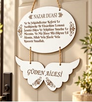 Gifties Kelebek Kanatları ve Nazar Duası Temalı Kişiye Özel Kapı Süsü (Bej)