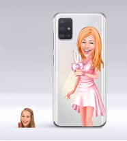 BK Gift Kişiye Özel Bayan Karikatürlü Samsung Galaxy A51 İnce Şeffaf Silikon Telefon Kapağı-41 (Beyaz)