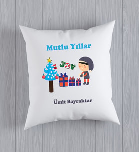 Kişiye Özel Mutlu Yıllar Temalı Saten Yastık