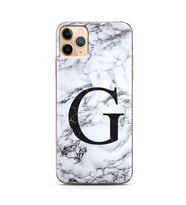 Iphone 11 Pro Beyaz Mermer Harf Tasarımlı Telefon Kılıfı G-Harfi 