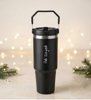 Kişiye Özel İsim Baskılı 900 mL. Pipetli Siyah Çelik Termos Hediyelik Termos
