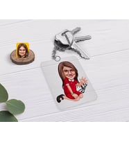 BK Gift Kişiye Özel Kız Çocuk Karikatürlü Şeffaf Pleksi Anahtarlık-2 (Beyaz)