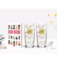 BK Gift Kişiye Özel Renkli Baskılı Baş Harf İsim Tasarımlı İkili Rakı Bardağı ve Rakı Cep Kitabı Hediye Seti-3 (Model 1)