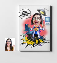 BK Gift Kişiye Özel Bayan Diş Hekimi Karikatür Kanvas Tablo 50x70cm 1