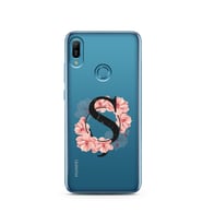 Pembe Çiçekli Harf Tasarım Süper Şeffaf Silikon Telefon Kılıfı Huawei Mate 20 Pr