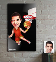 BK Gift Kişiye Özel Bay Basketbolcu Karikatür Ahşap Tablo - 1