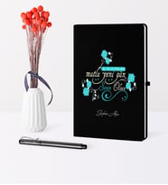 BK Gift Kişiye Özel 365 Mutlu Yeni Gün Temalı Siyah Defter Kalem Seti -2