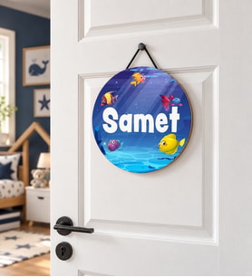 Gifties Yavru Balıklarla Dolu Akvaryum Temalı Kişiye Özel Kapı Süsü