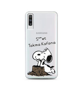 Snoopy Tasarımlı Süper Şeffaf Silikon Telefon Kılıfı Samsung A70