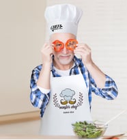 BK Gift Kişiye Özel Chef Erkek Mutfak Önlüğü ve Aşçı Şapkası Seti-12 (Beyaz)