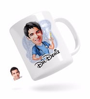 BK Gift Kişiye Özel Erkek Doktor Karikatürlü Beyaz Kupa Bardak-3