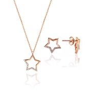 Söğütlü Silver Gümüş rose zirkon taşlı yıldız kolye ve küpe gümüş ikili set
